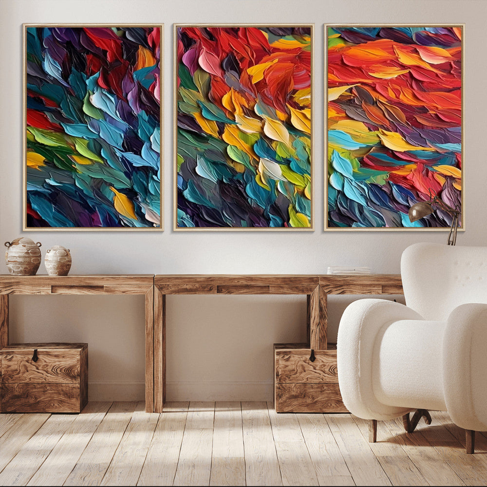 Vibrant Abstract Leaf Wall Art Canvas Print | Bold Colorful