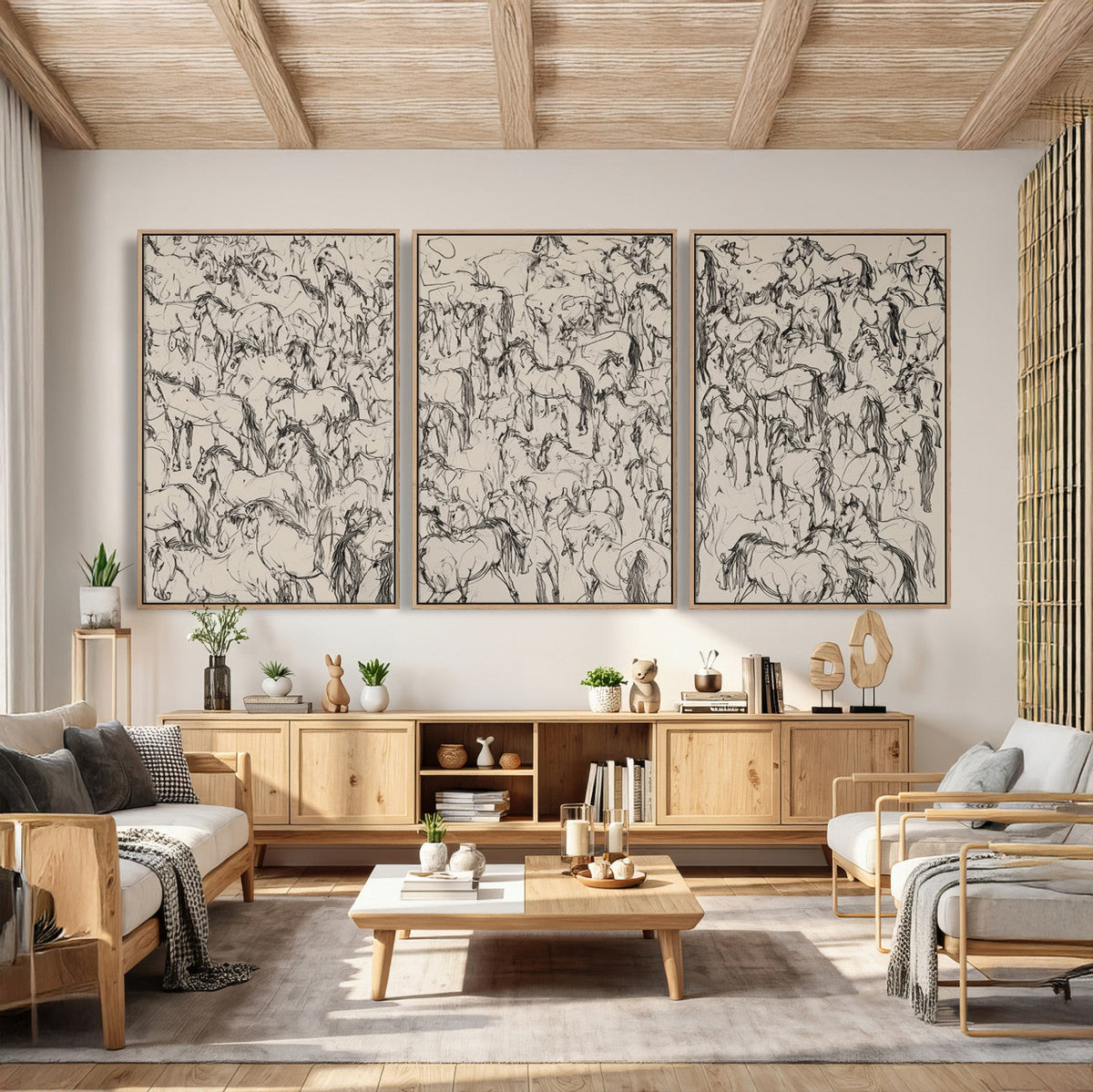 Abstract Horse Sketch Wall Art | Ready to Hang and Framed |