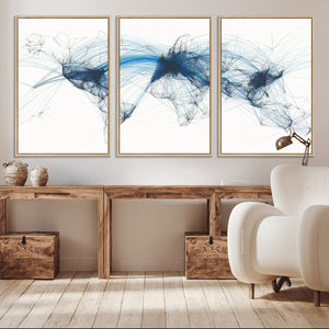 Flight Route Map Wall Art Canvas Print, Abstract Air Traffic