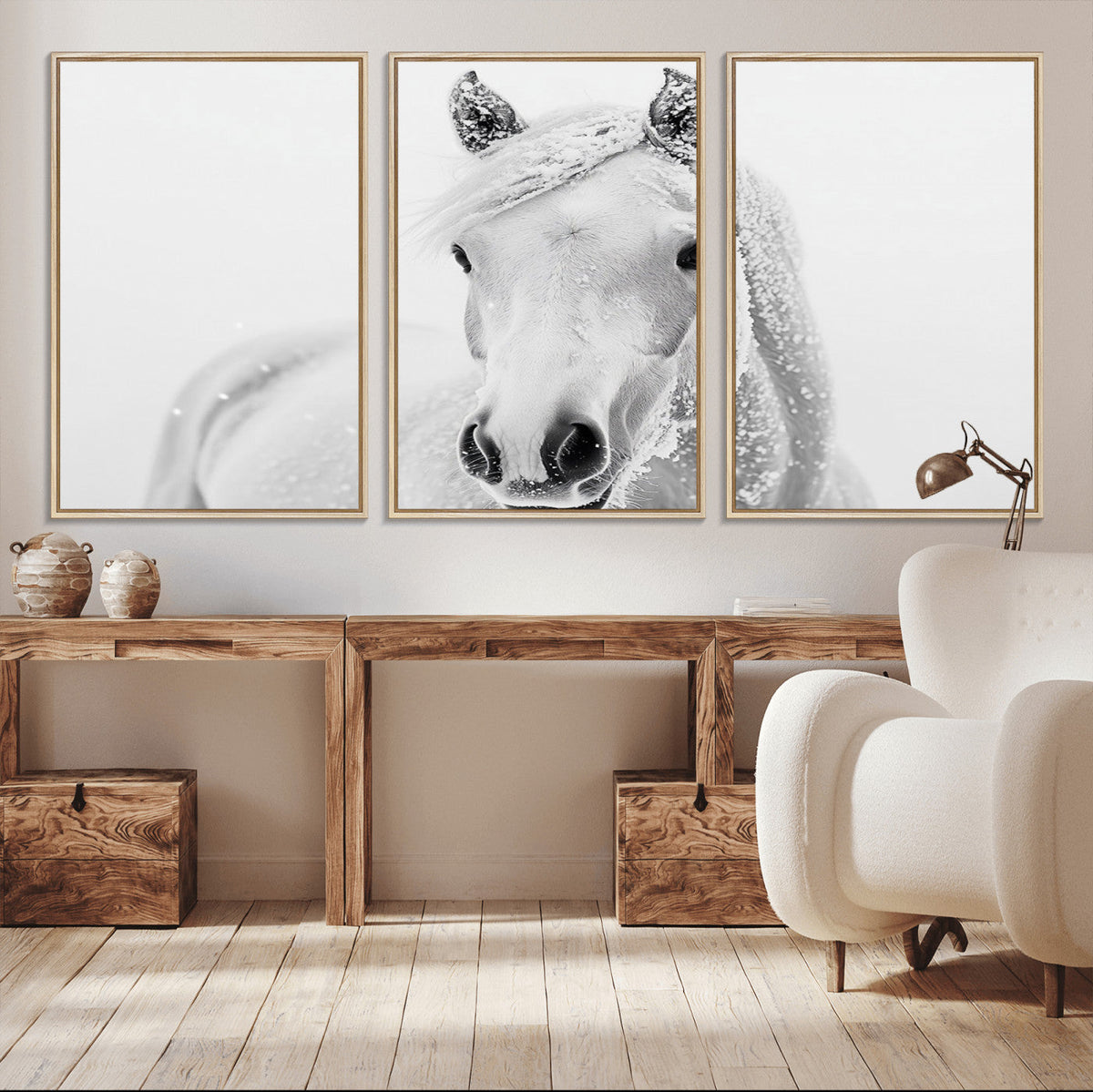 Majestic White Horse Wall Art | Ready to Hang and Framed |