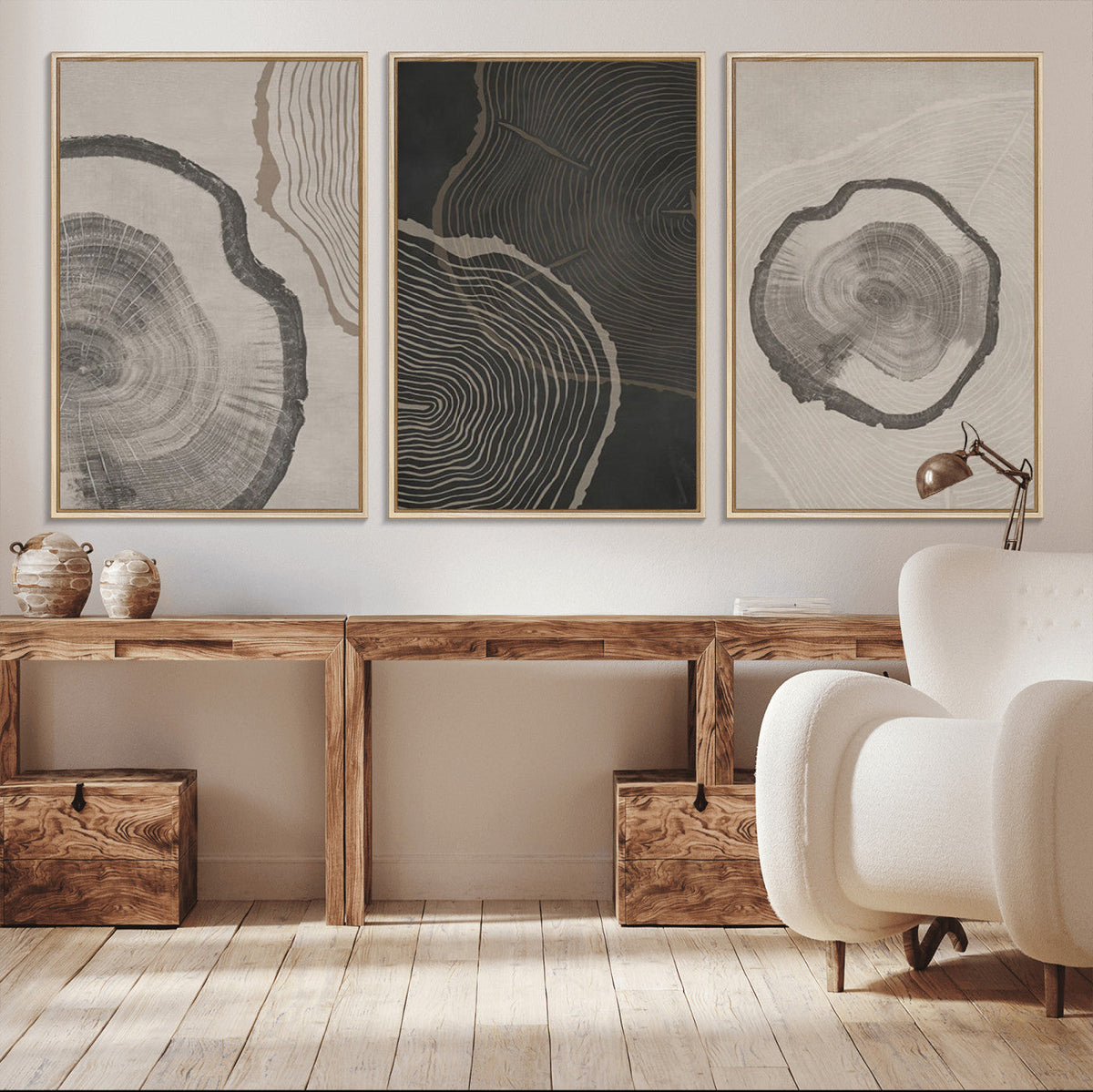 Minimalist Tree Rings Wall Art | Modern Abstract Canvas