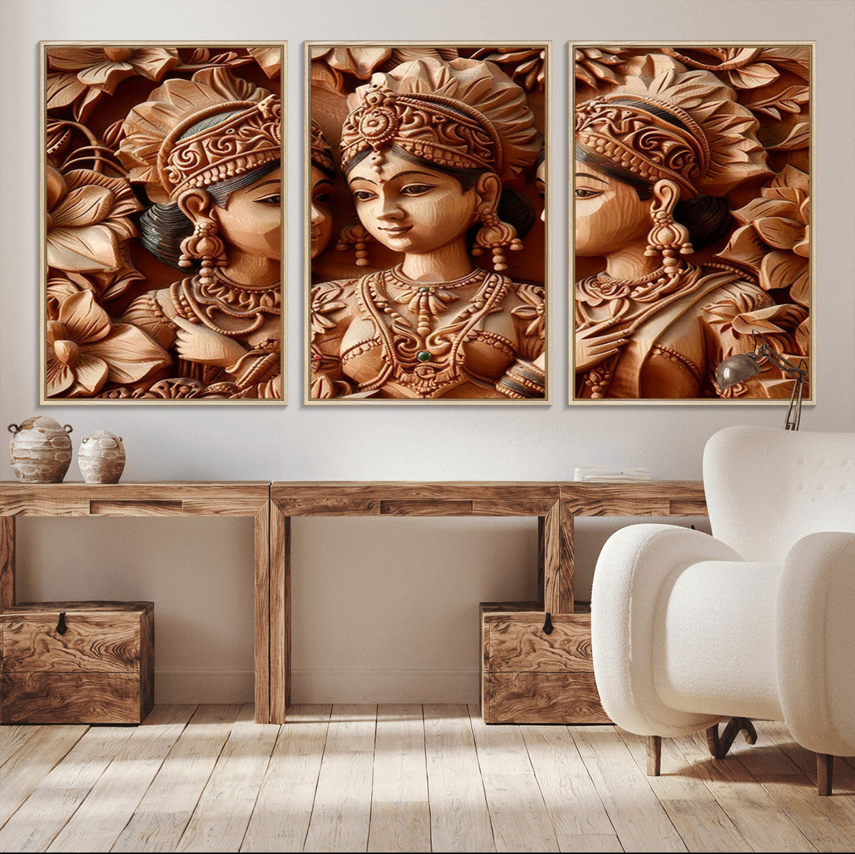 Indian Woman Statue Wall Art Canvas Print