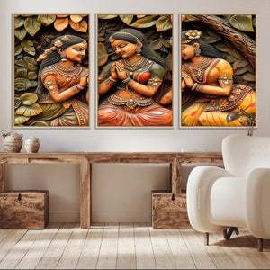 Indian Woman Statue Wall Art Canvas Print