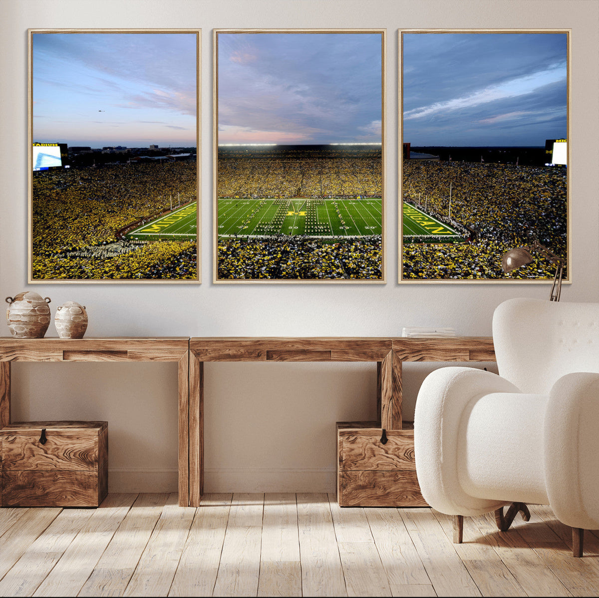 Michigan Stadium Wall Art Canvas Print, Vibrant Game Day