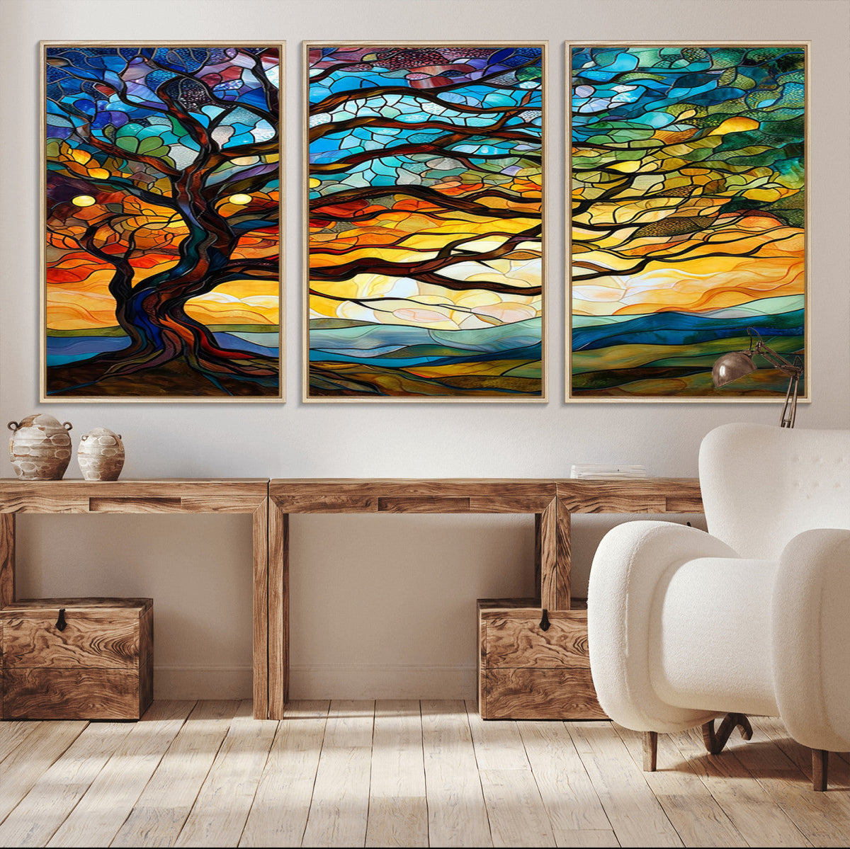 Mosaic Tree Wall Art | Ready to Hang Stained Glass Style