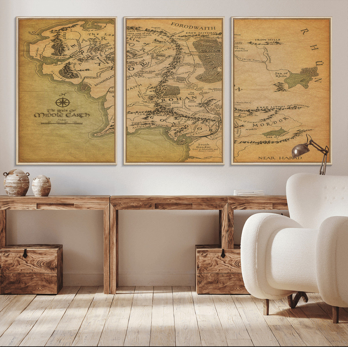 Middle Earth Map Canvas Wall Art – Vintage Fantasy Map