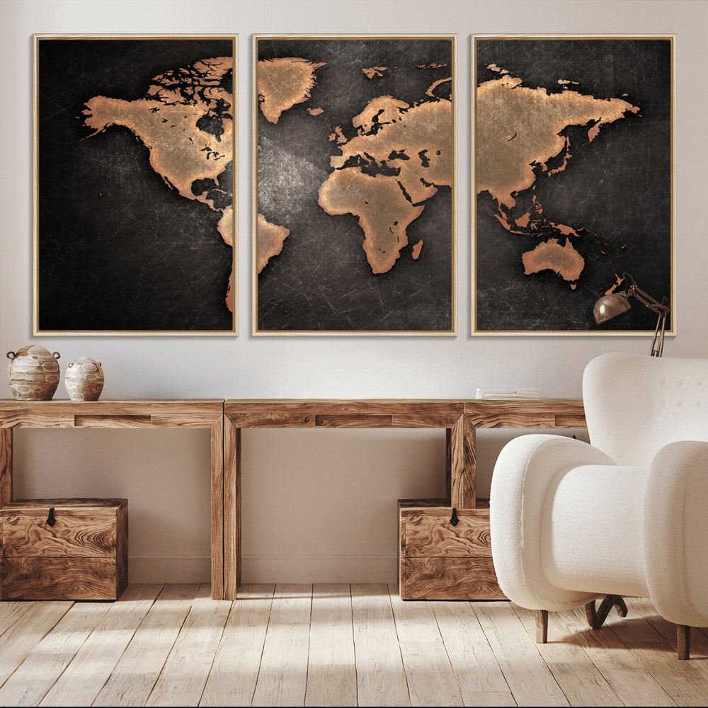 World Map Canvas Print – Framed Travel Map Wall Art for