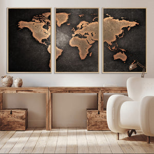 World Map Canvas Print – Framed Travel Map Wall Art for
