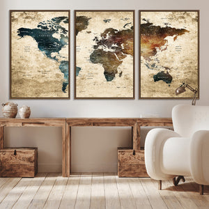 World Map Canvas Print – Detailed Map of the World Wall Art