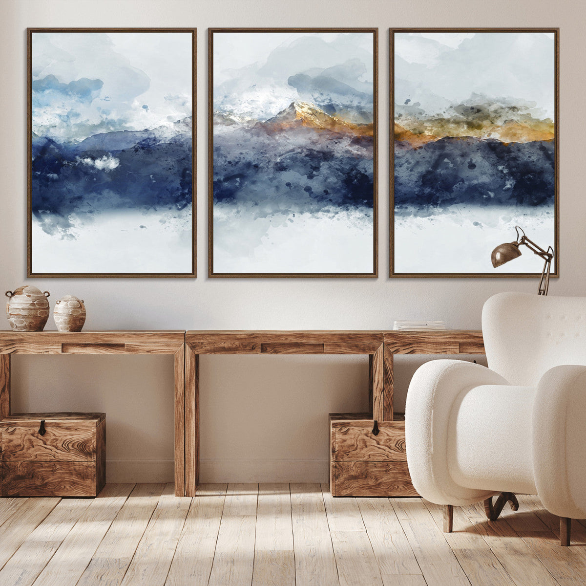 Abstract Mountain Range Art Canvas Print | 3 Panel