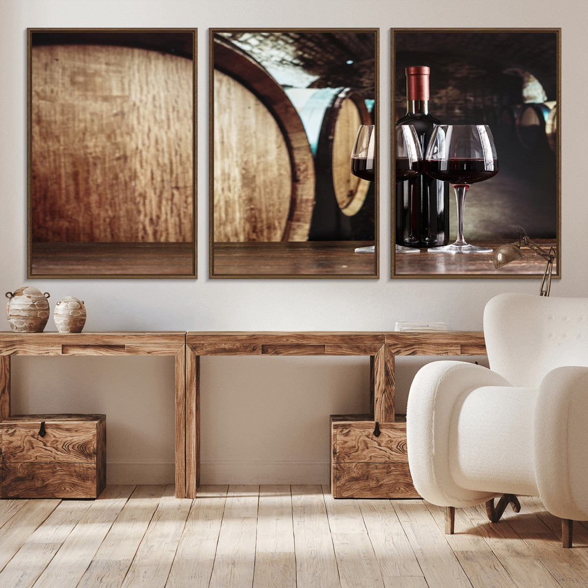 Wine and Barrel Wall Art Canvas Print