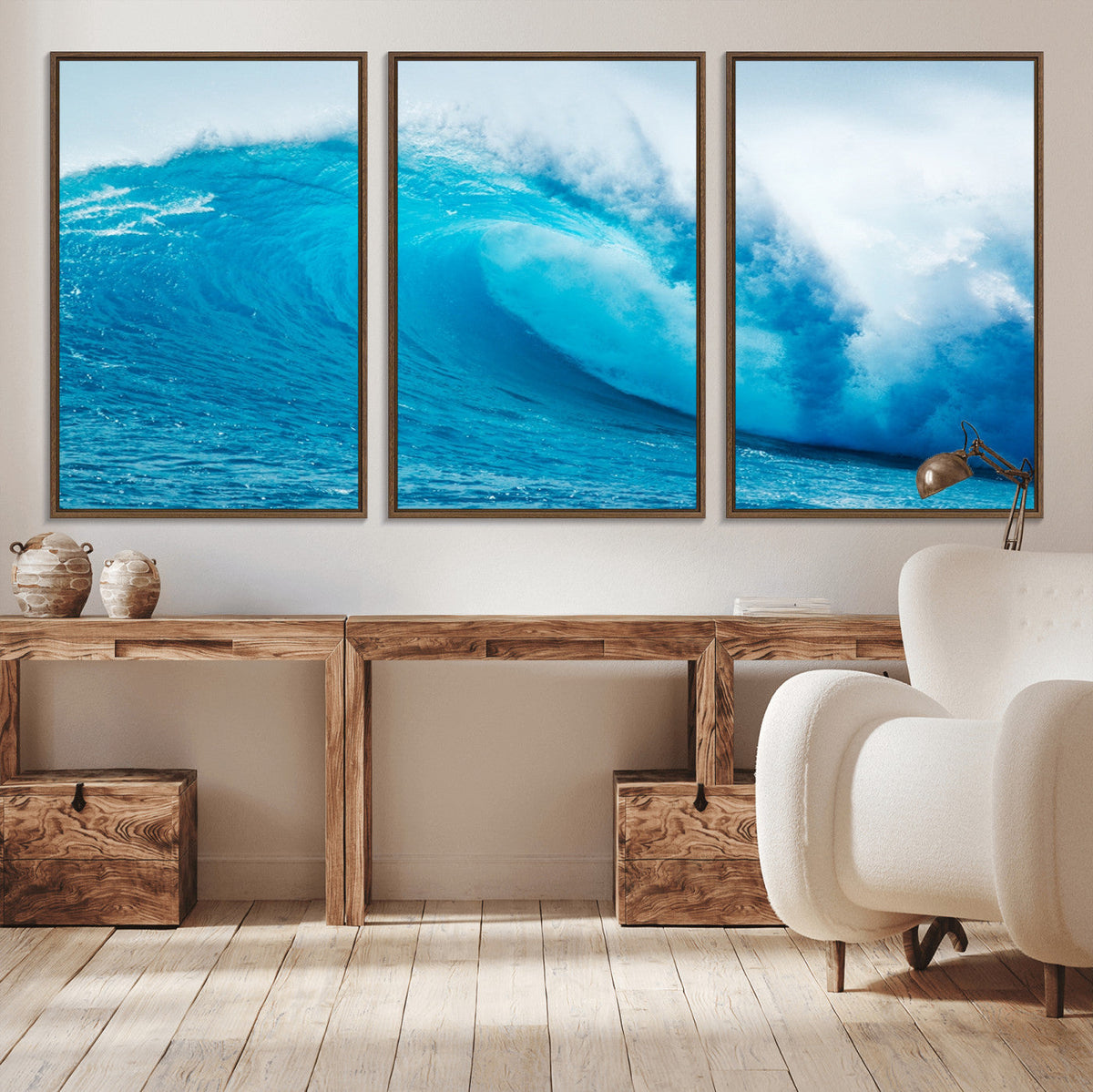 Big Ocean Surfing Wave Wall Art Canvas Print