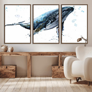 Watercolor Whale Wall Art Canvas Print