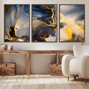 Large Abstract Wall Art Print -  Gold and Blue Abstract