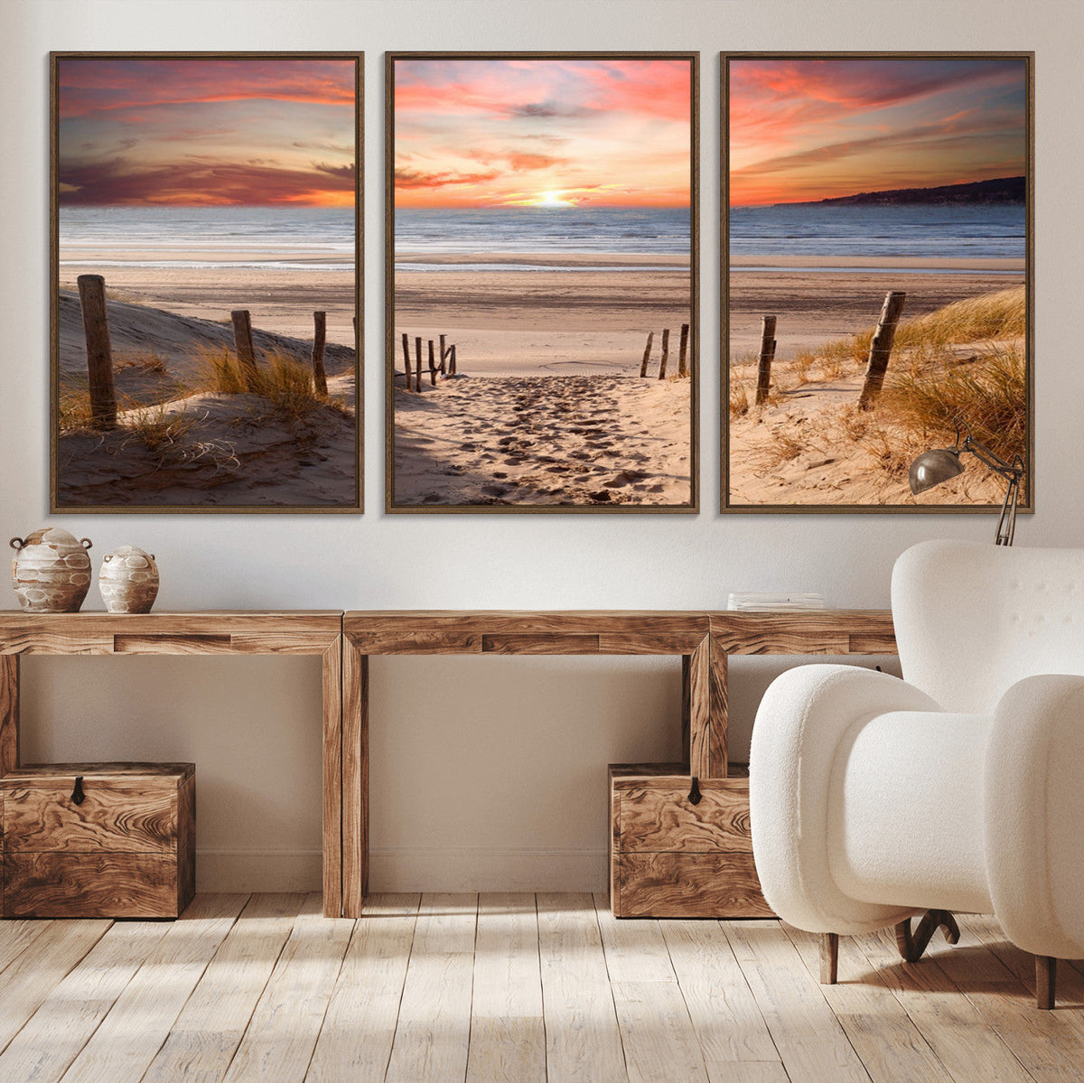 Sunset on the Sea Wall Art Canvas Print