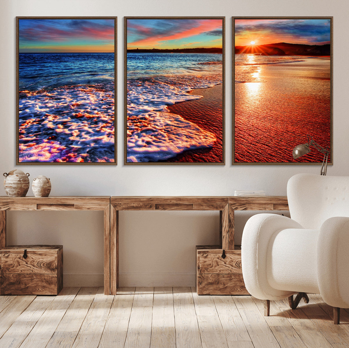 Colorful Coastal Sunset on the Beach Canvas Print, Ocean