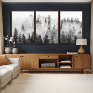 Forest Wall Art Print | Foggy Pine Forest Canvas Wall Art -