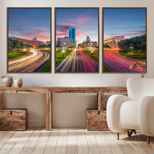 Dallas City Lights Large Wall Art Dallas Cityscape Canvas