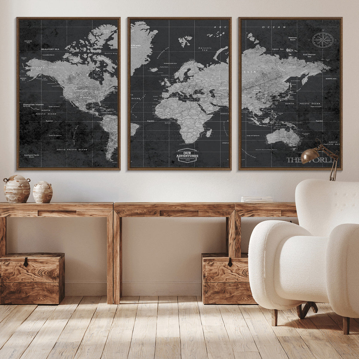 World Map Canvas Print – Detailed Map of the World Wall Art