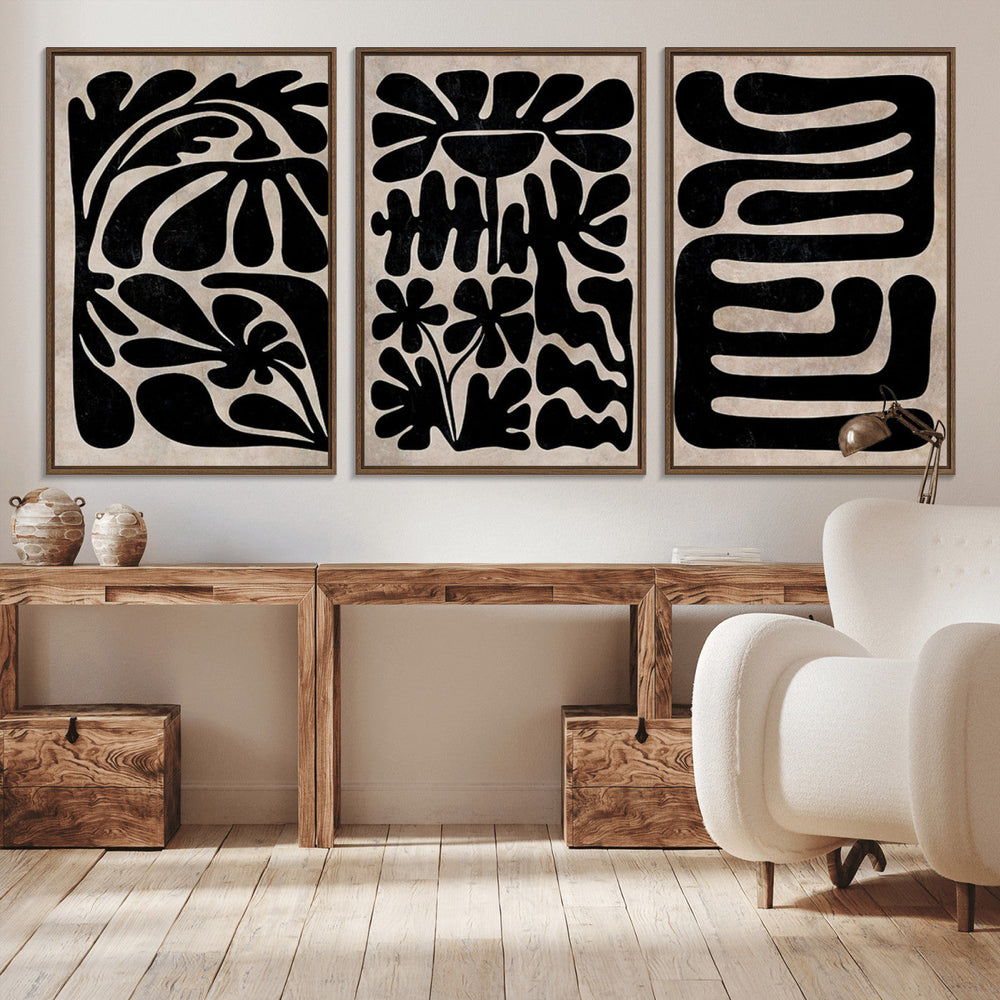 Canvas Print Wall Art Abstract Art Boho, Framed Boho Art