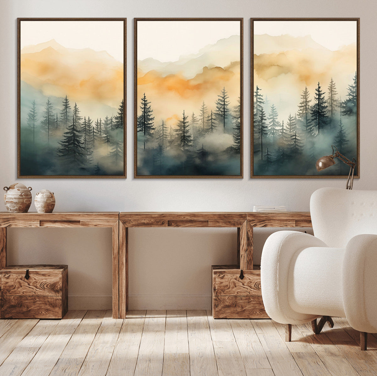 Abstract Forest Print - Mountain Wall Art | Autumn Landscape