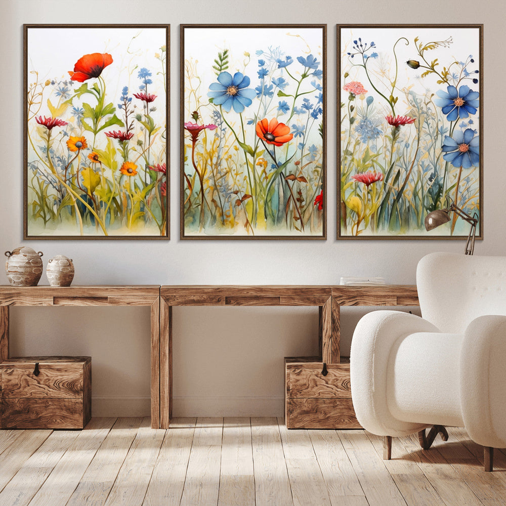 Colorful Wildflower Canvas Wall Art - Vibrant Floral