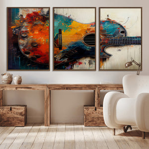 Abstract Guitar Wall Art Canvas | Vibrant Music-Inspired Art