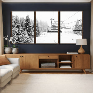 Ski Wall Art - Ski Lift Wall Art Canvas Print Snow Covered