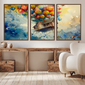 UP-Inspired Floating House with Balloons Canvas Art –