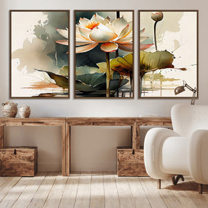 Lotus Flower Watercolor Canvas Print – A Symbol of Serenity