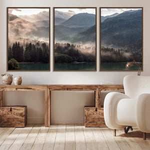 Foggy Mountain Canvas Print Forest Wall Art
