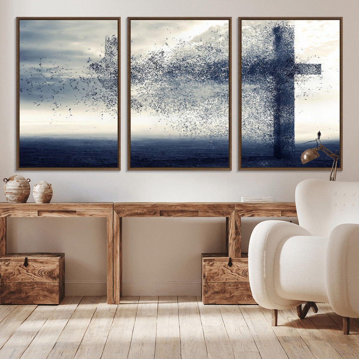 Jesus and the Fading Cross Wall Art Print – Symbol of Faith,