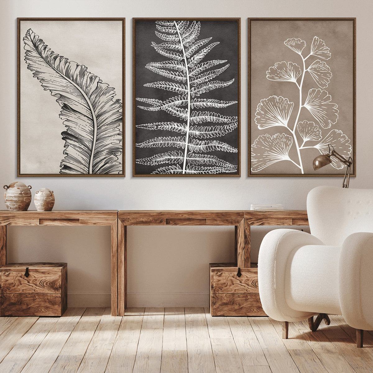 Minimalist Botanical Wall Art Canvas Print, Framed and Ready