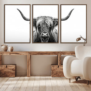 Highland Wall Art Canvas Print – Minimalist Black and White