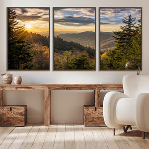 Sunrise Over the Smoky Mountains Canvas Wall Art –