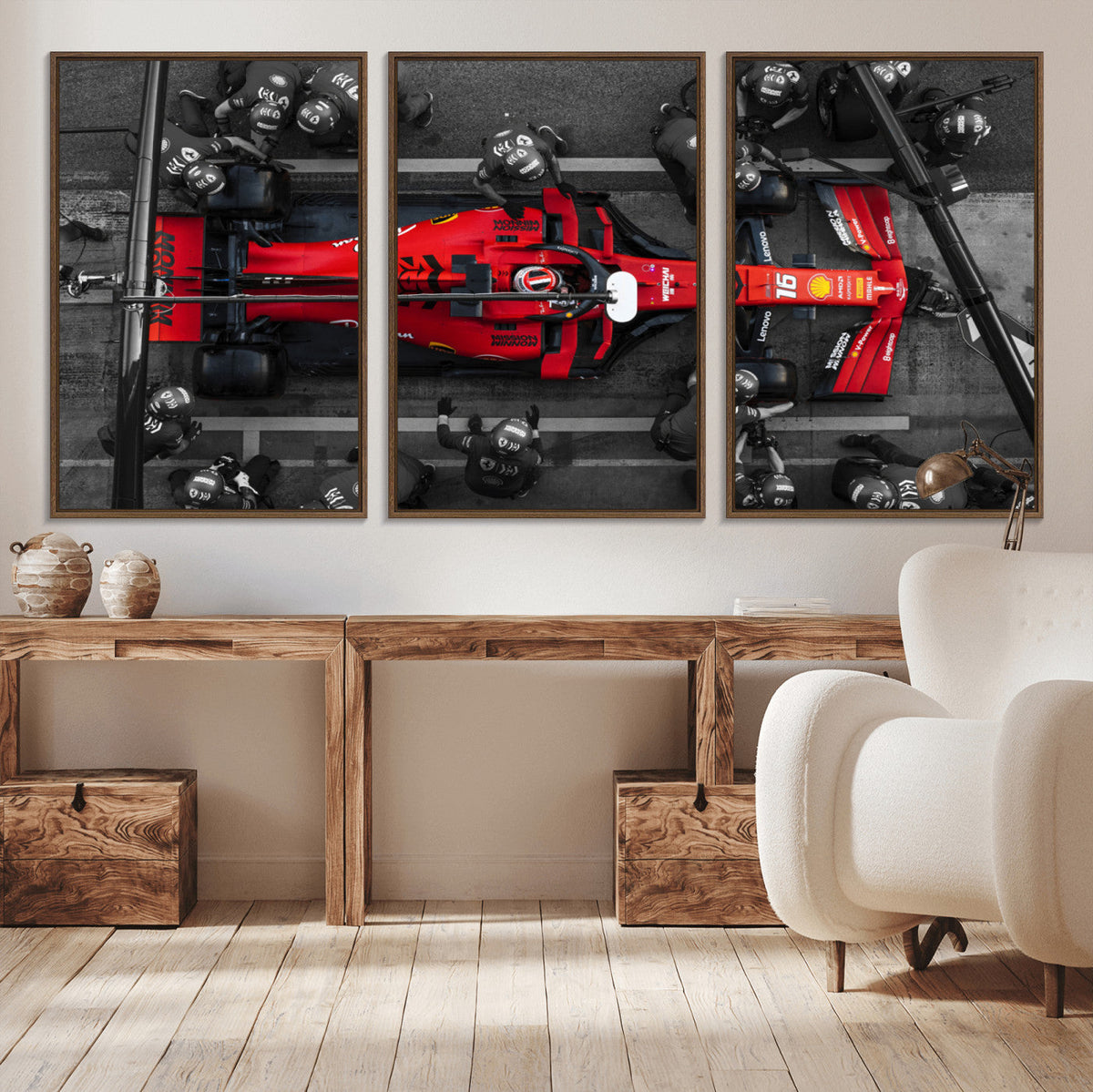Ferrari Pit Stop Canvas Wall Art – Precision and Speed