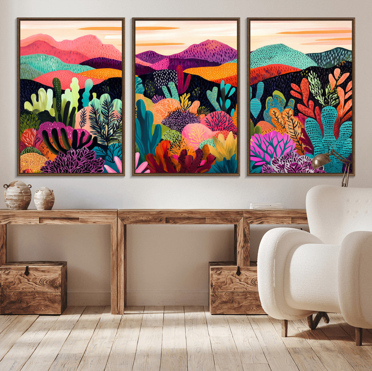 Abstract Kusama Print - Landscape Canvas Wall Art Print -