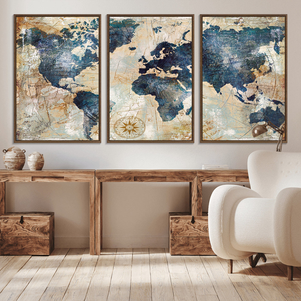 World Map Canvas Print – Framed Wall Art for Couples,