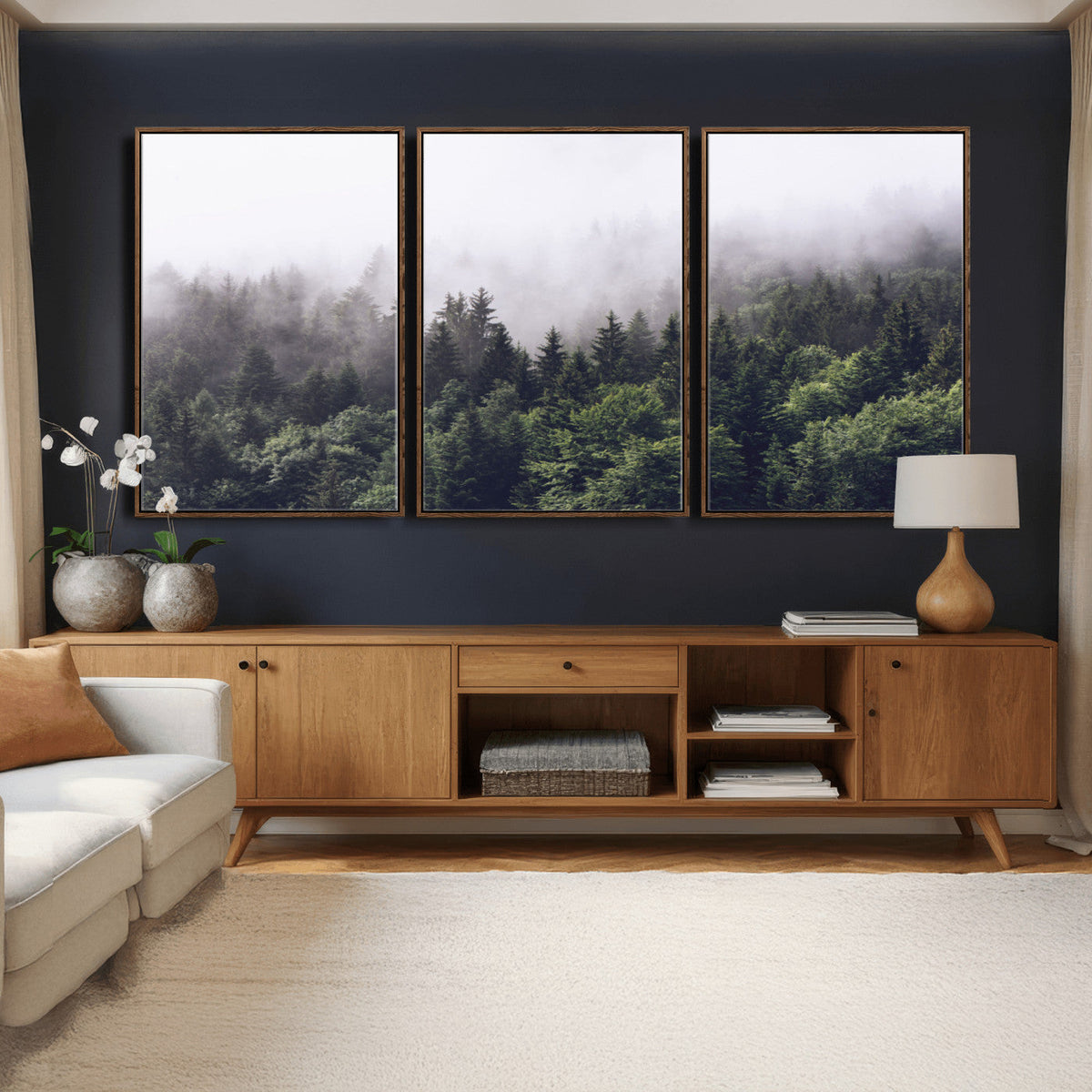 Misty Forest Wall Art | Foggy Forest Canvas Print | Large