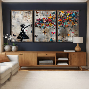 Butterfly Girl Wall Art – Vibrant Street Style Canvas Print,