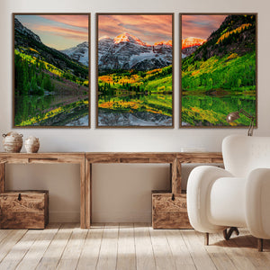 Maroon Bells Lake Wall Art Canvas Print – Framed Majestic