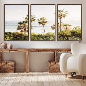 California Coast Palm Trees Wall Art Canvas Print – Framed