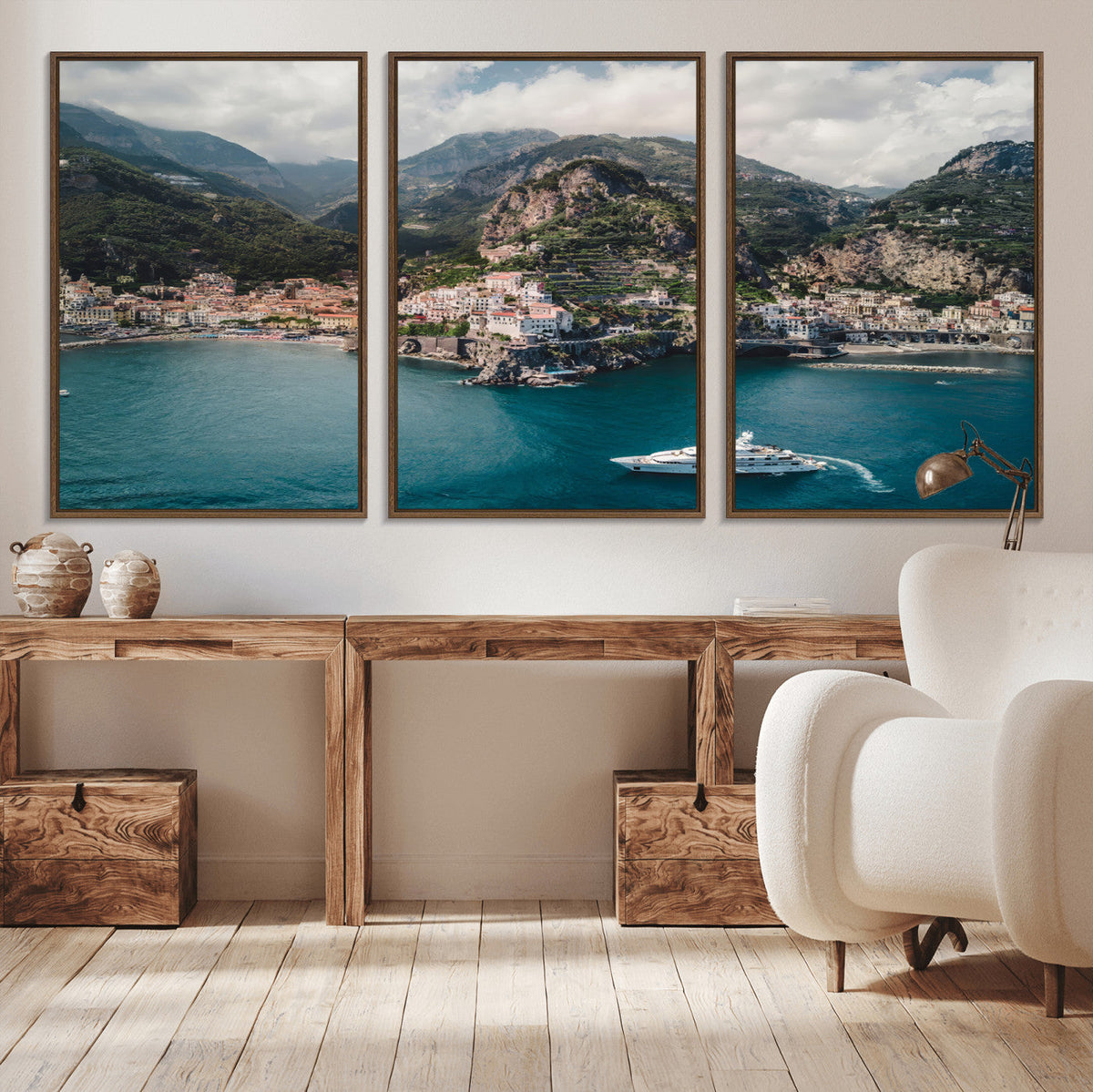 Amalfi Coast Wall Art – Framed Italian Seaside Canvas