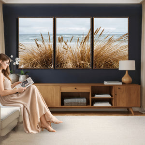 Beach Grass Wall Art Canvas Print – Framed Coastal Dunes Art