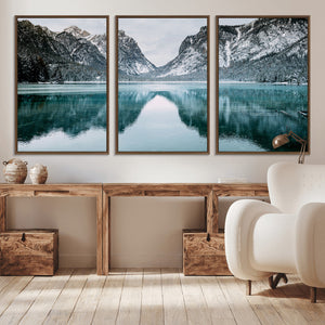 Mountain Lake Wall Art Canvas Print – Framed Toblacher See