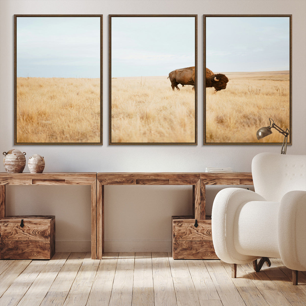 Buffalo Wall Art Canvas Print – Framed Western Wildlife