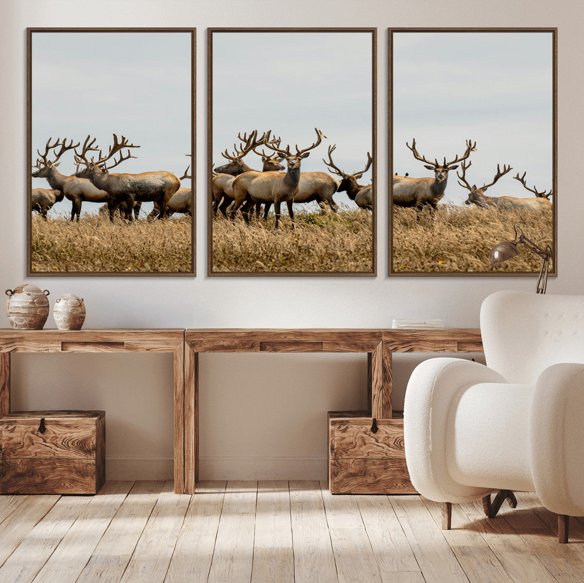 Elk Herd Wall Art Canvas Print – Framed Wildlife Photography