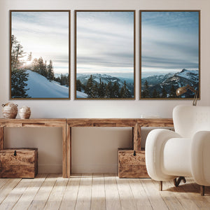 Snowy Mountain Wall Art Canvas Print – Frosty Peaks Alpine