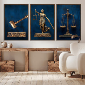 Lady Justice Wall Art Canvas Print – Elegant Gold Legal