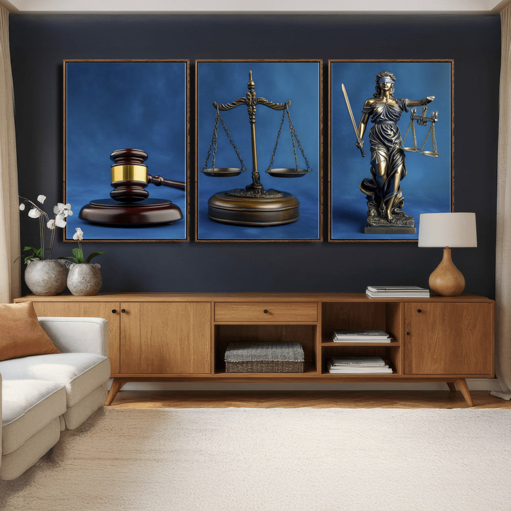 Legal Justice Wall Art Canvas Print – Gavel, Scales & Lady